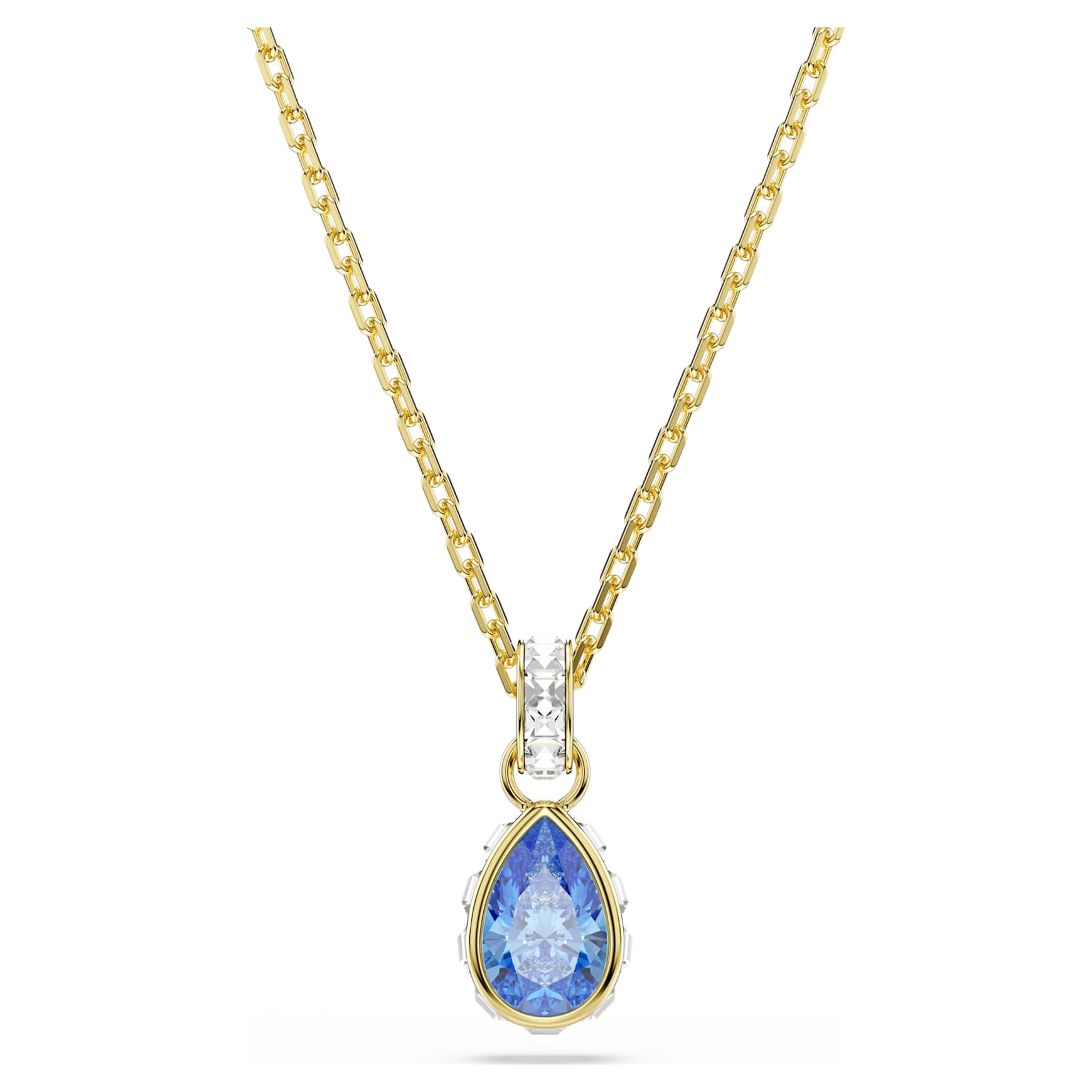Chroma pendant, Pear cut, Blue, 18K gold finish