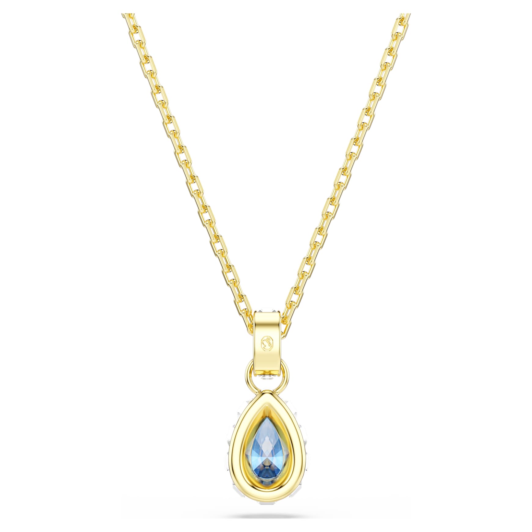 Chroma pendant, Pear cut, Blue, 18K gold finish