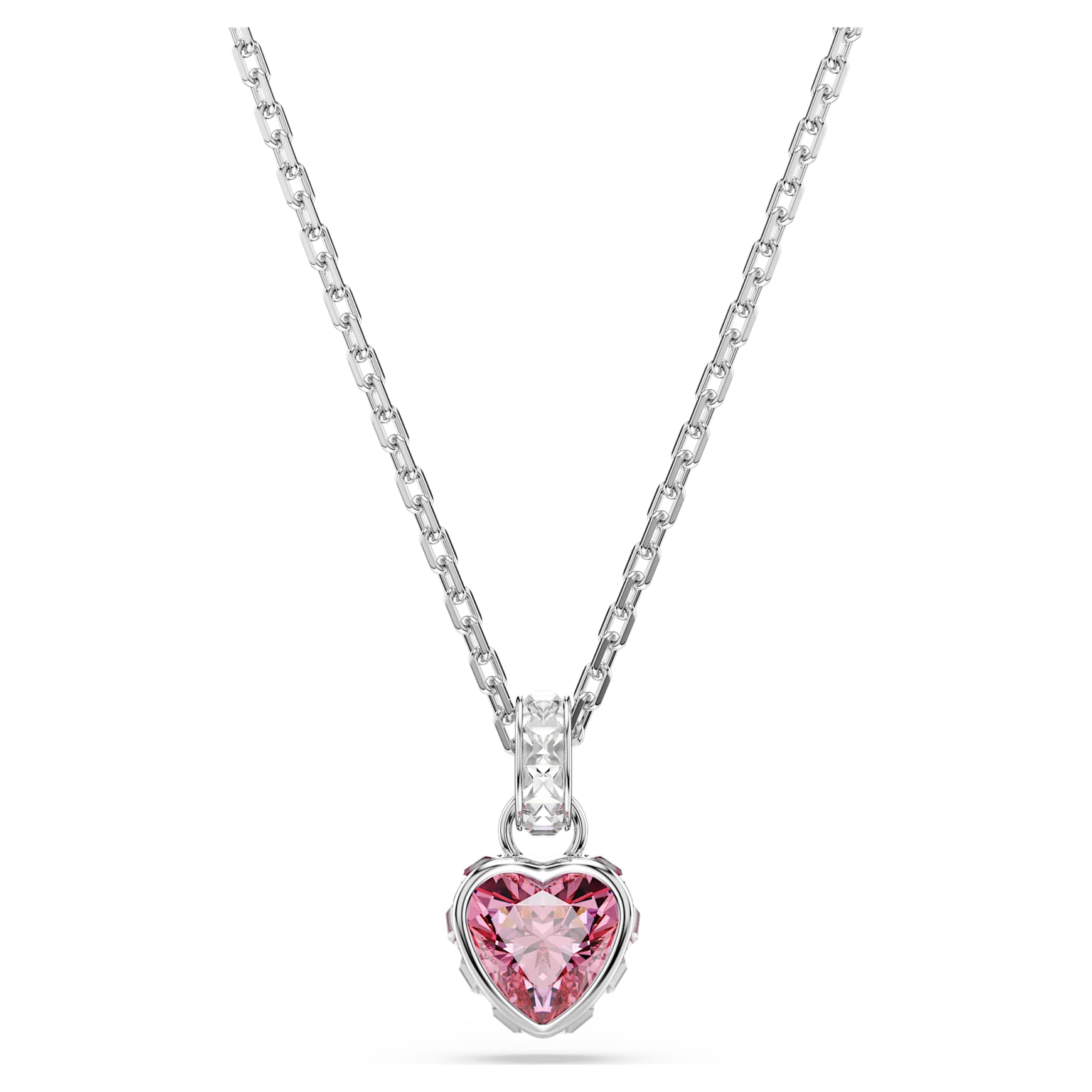Chroma pendant, Mixed cuts, Pink, Rhodium plated