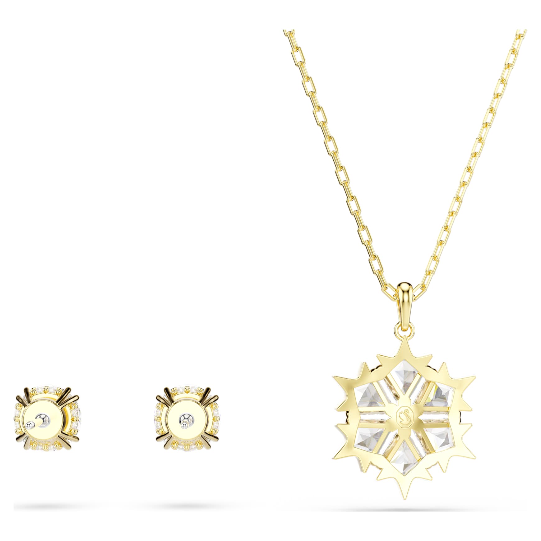Magic set, Set (2), Mixed cuts, Snowflake, White, 18K gold finish