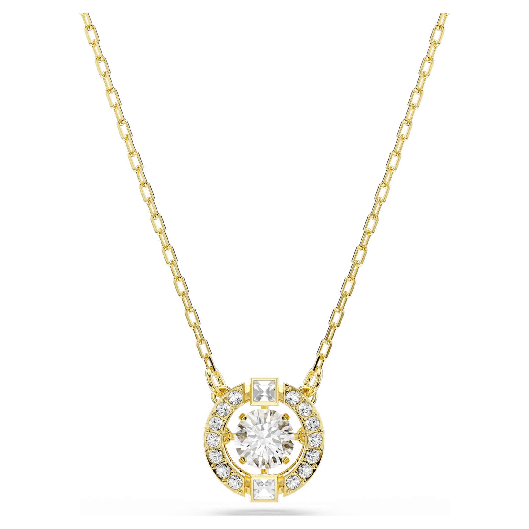 Una Angelic pendant, Mixed cuts, White, 18K gold finish
