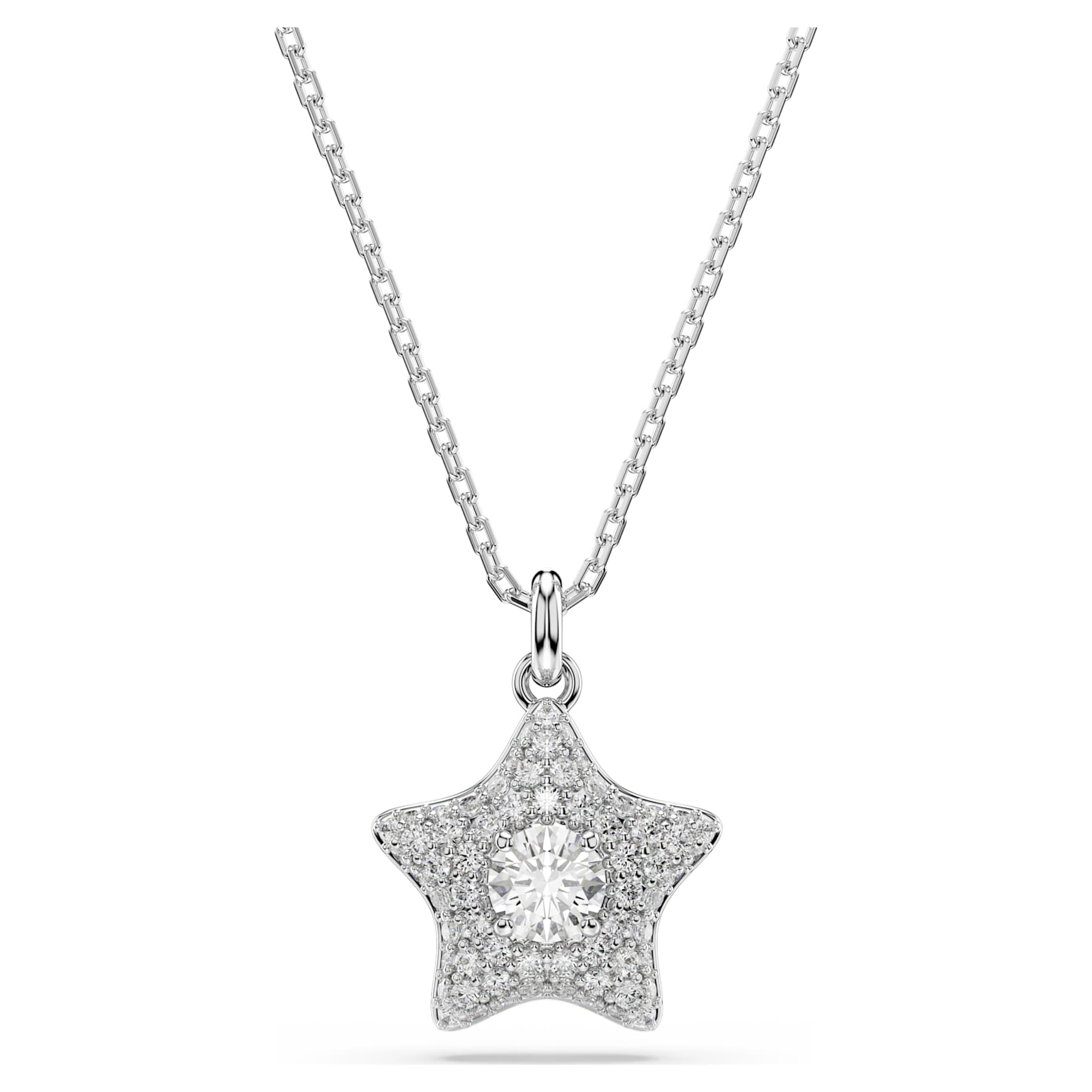 Sublima pendant, Round cut, Star, White, Rhodium plated