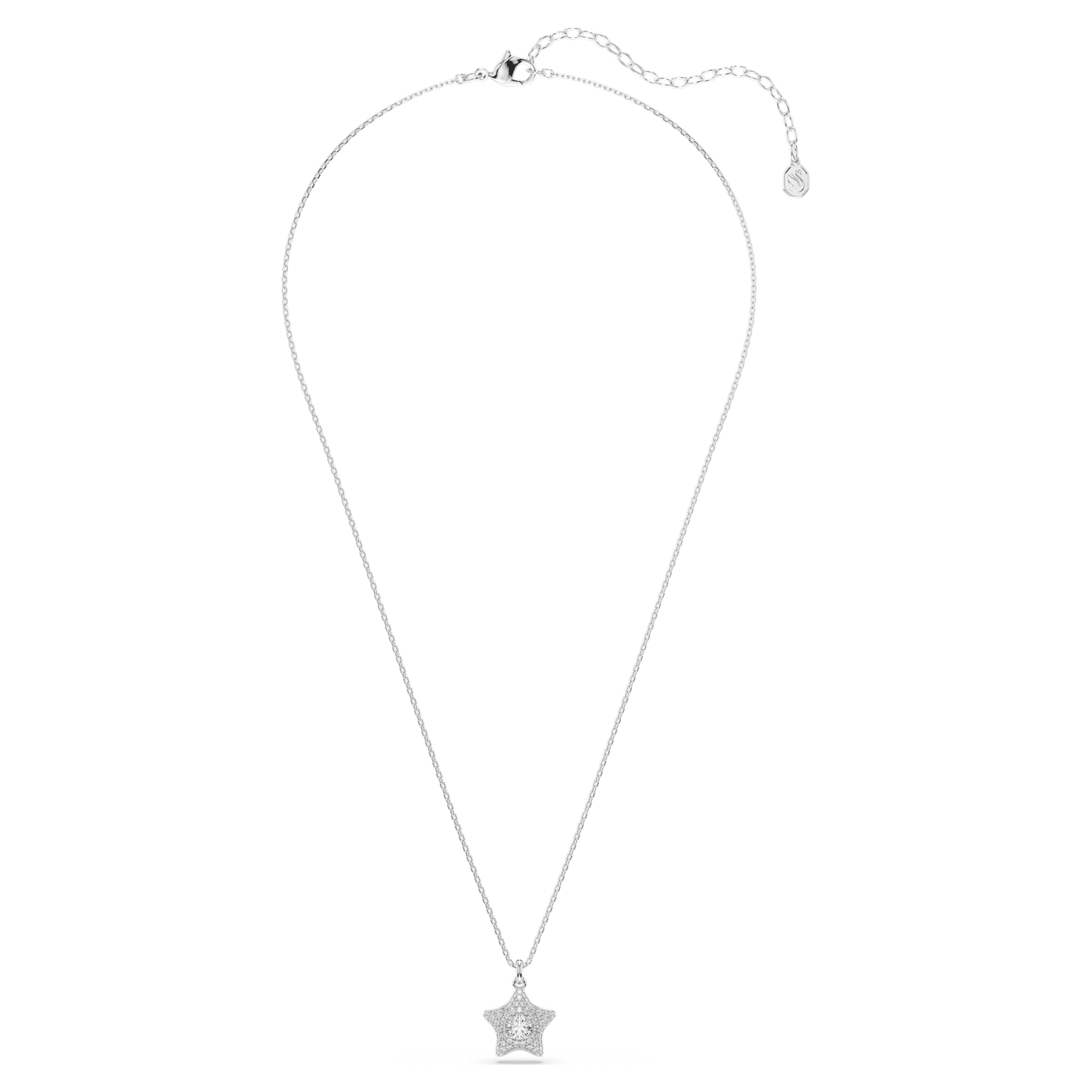 Sublima pendant, Round cut, Star, White, Rhodium plated