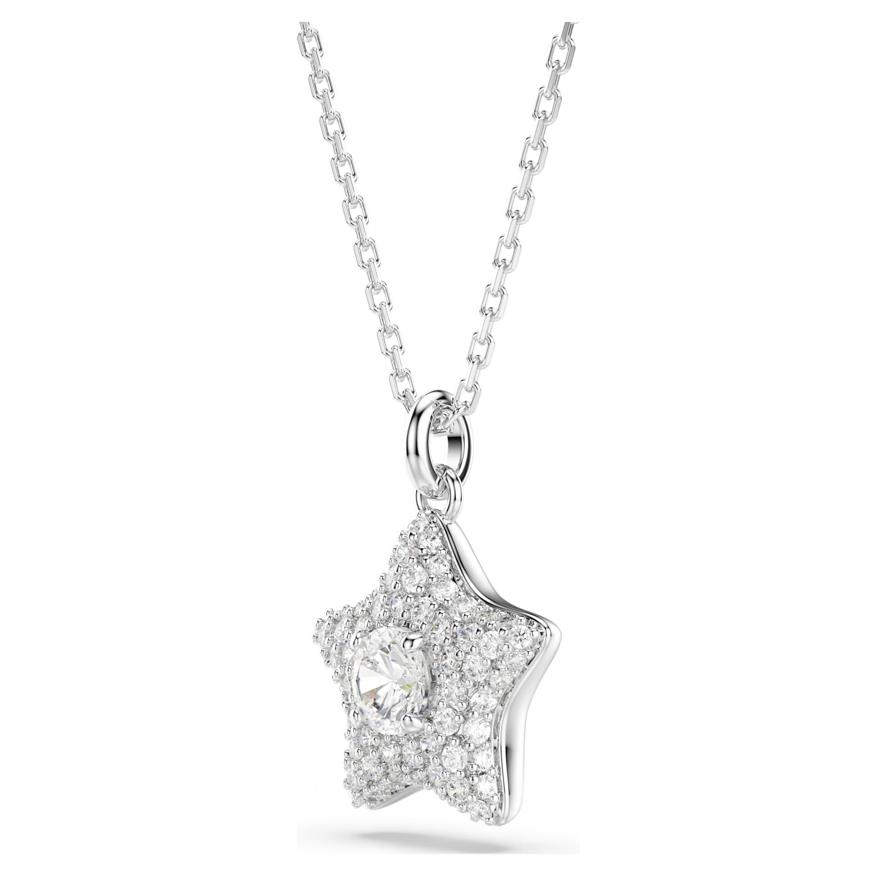 Sublima pendant, Round cut, Star, White, Rhodium plated