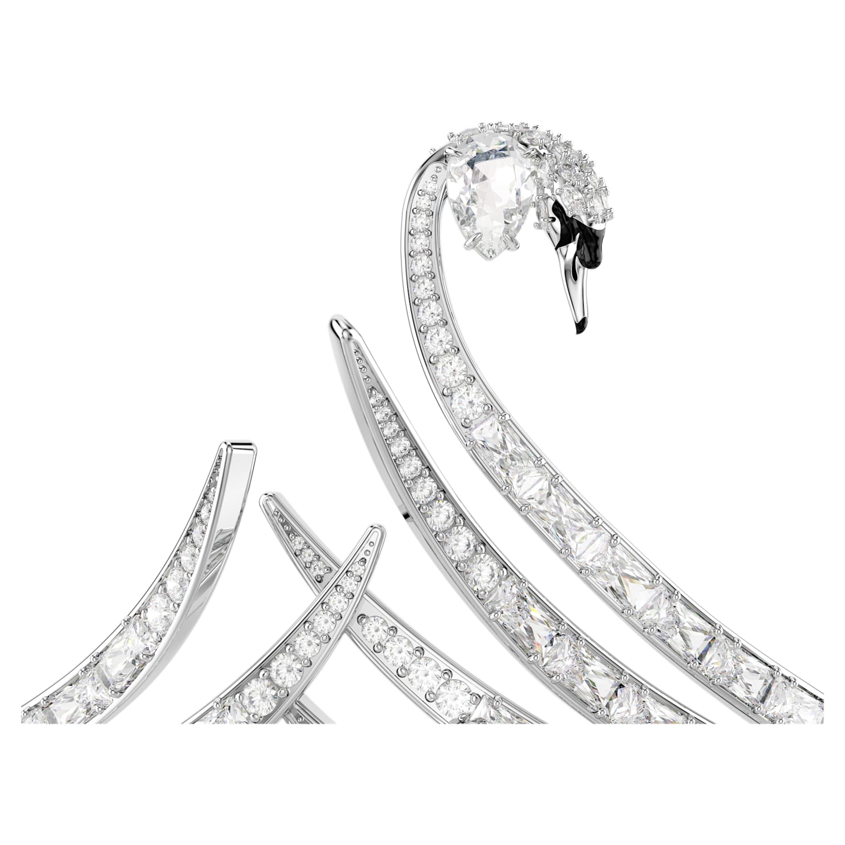 Vienna tiara, Mixed cuts, Swan, White, Rhodium plated