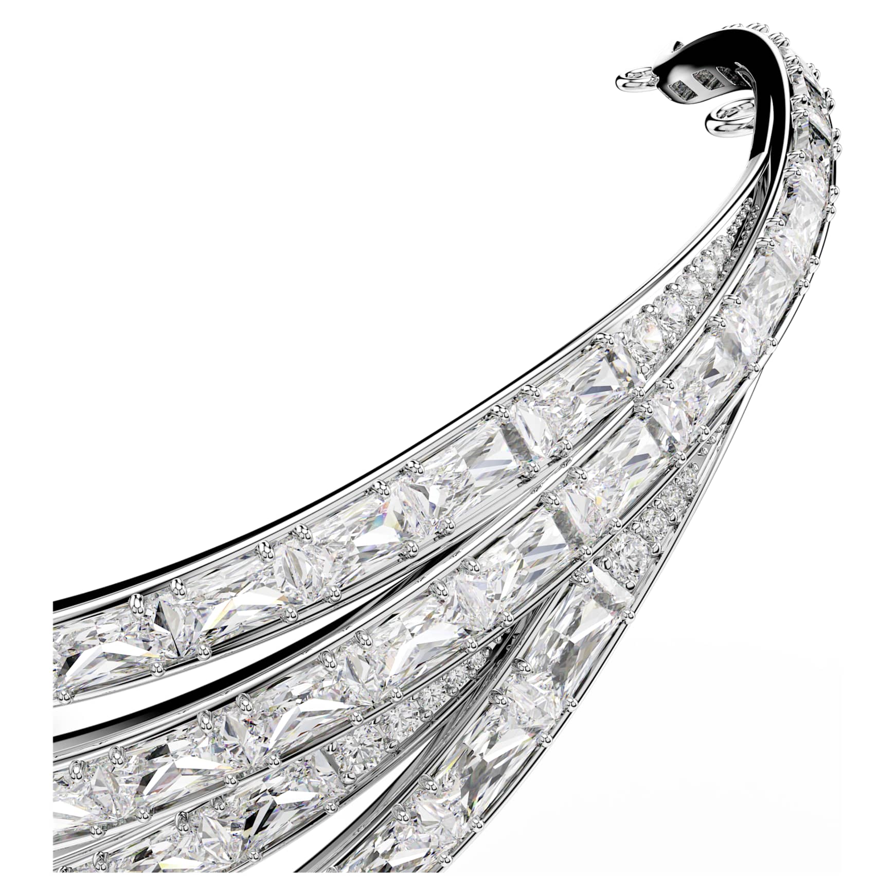 Vienna tiara, Mixed cuts, Swan, White, Rhodium plated