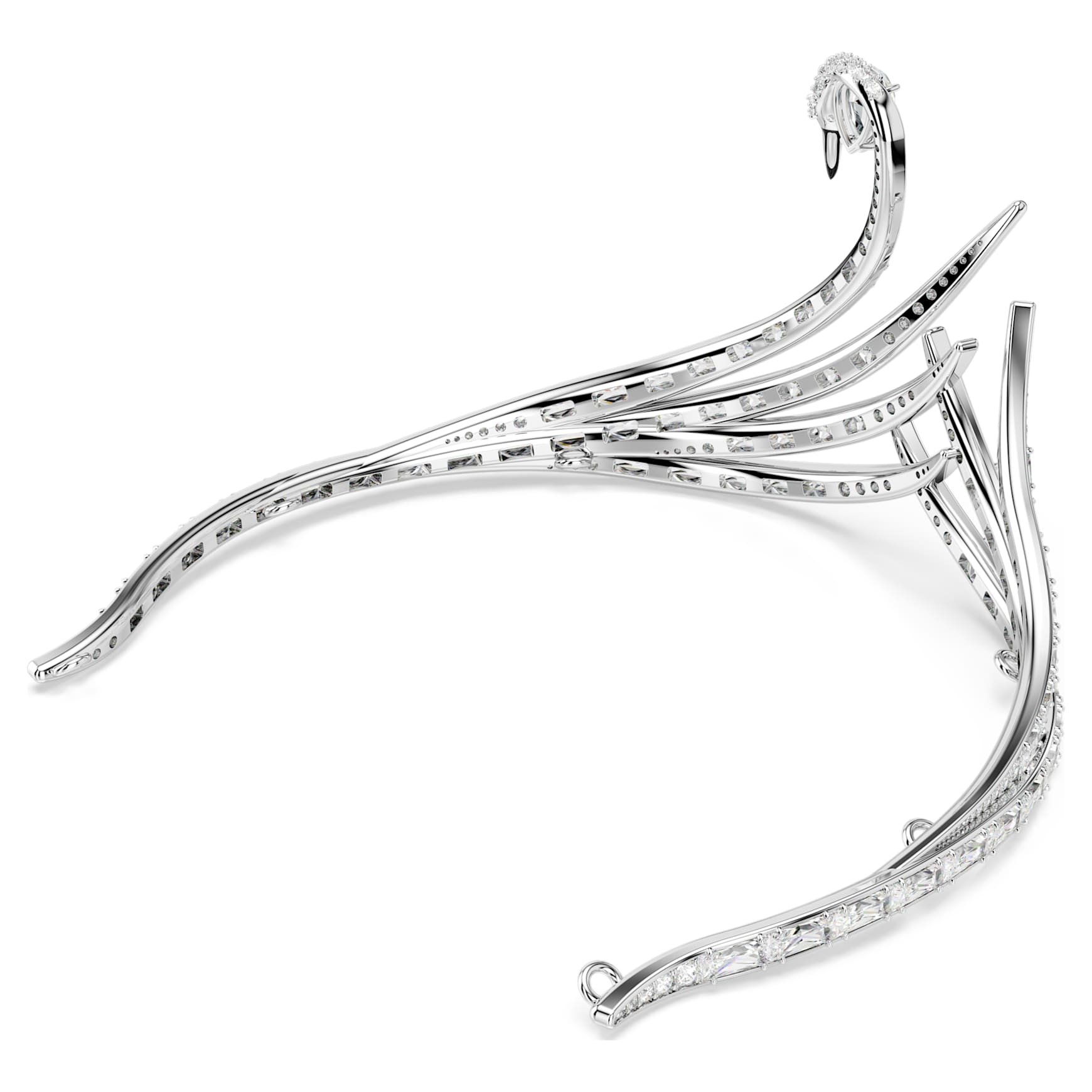 Vienna tiara, Mixed cuts, Swan, White, Rhodium plated