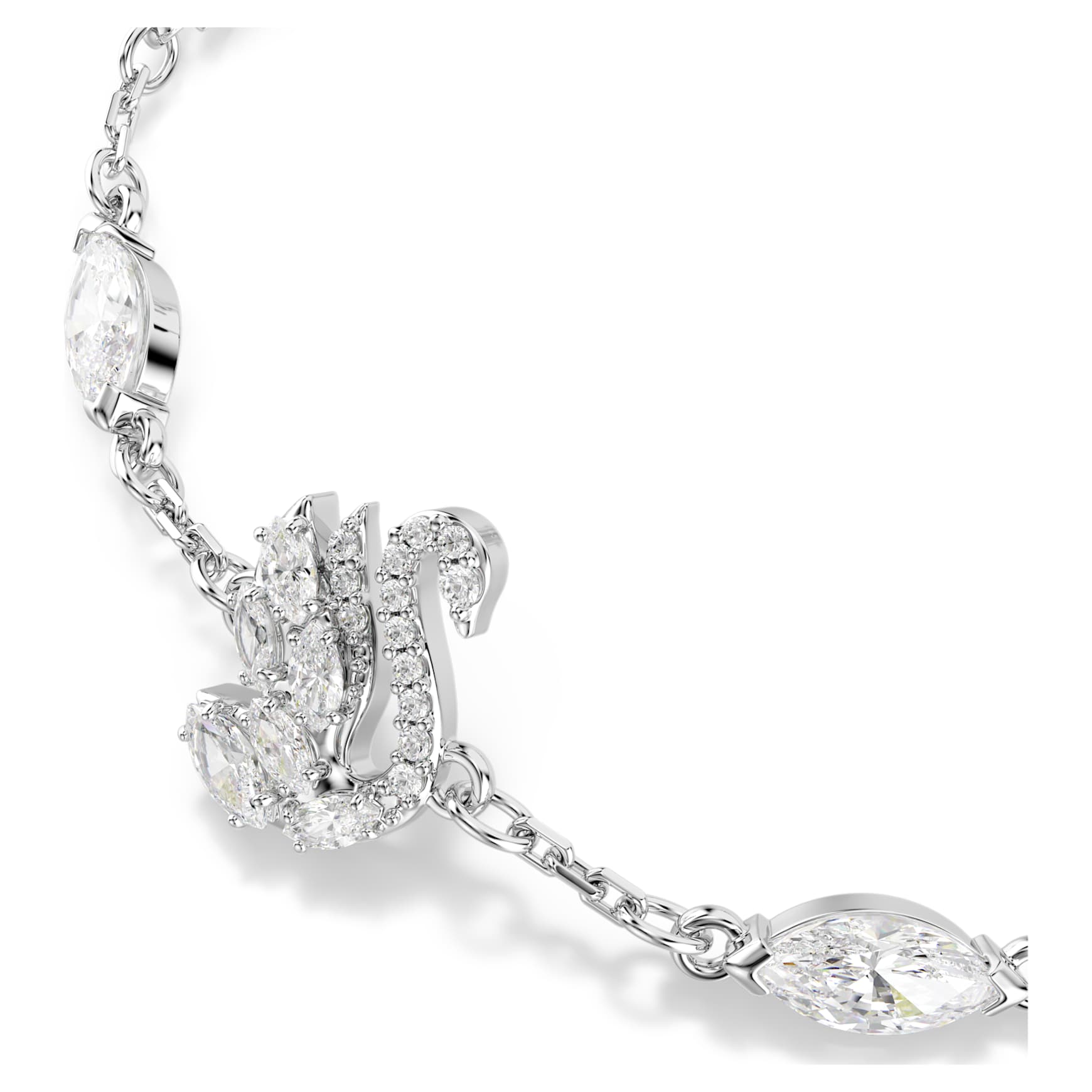 Swan bracelet, Mixed cuts, Swan, White, Rhodium plated