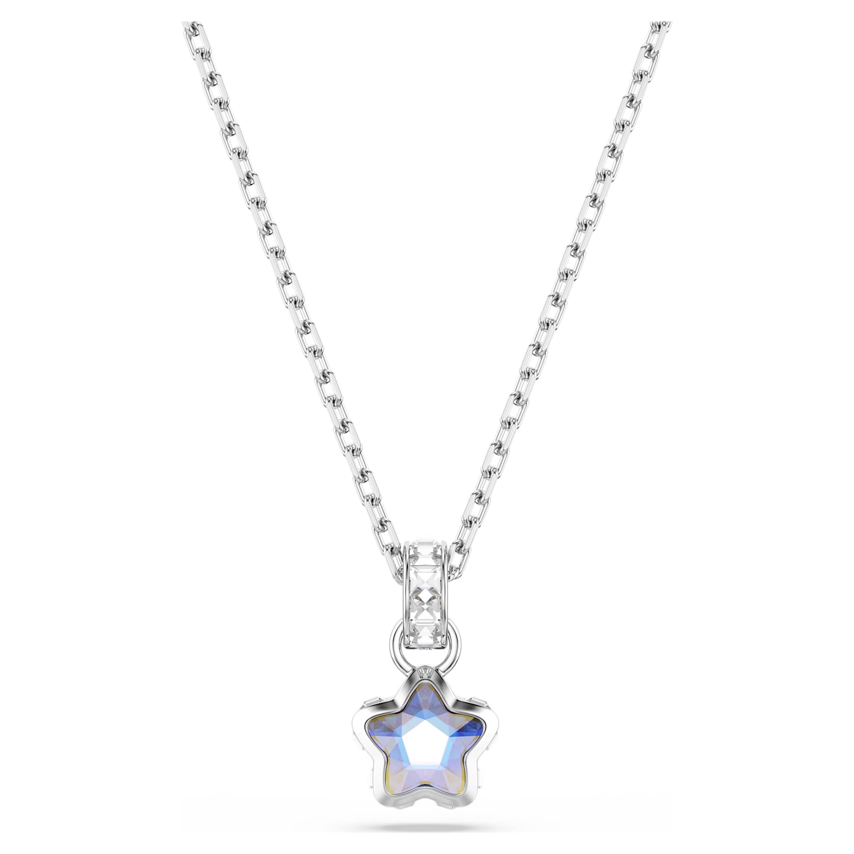 Chroma pendant, Mixed cuts, Star, White, Rhodium plated