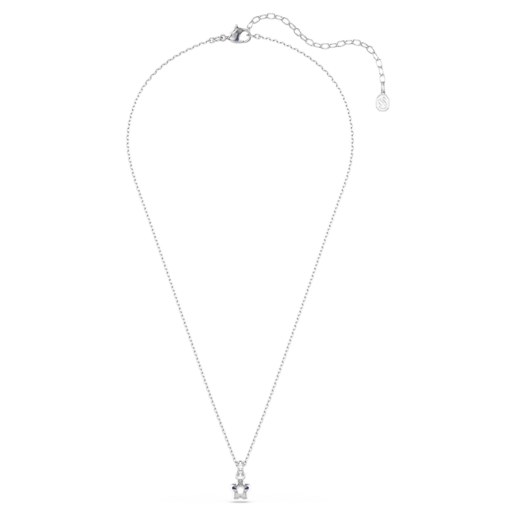 Chroma pendant, Mixed cuts, Star, White, Rhodium plated