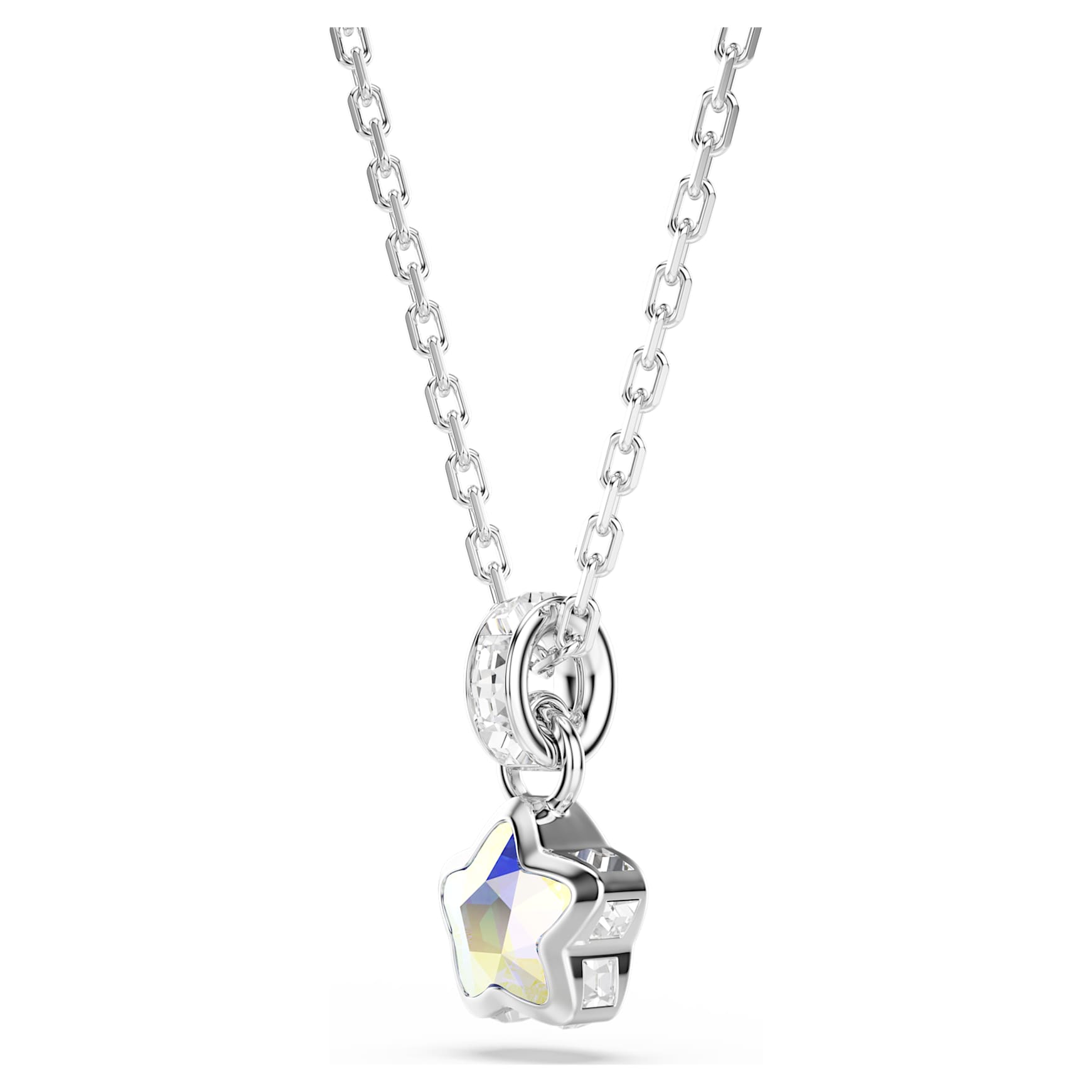 Chroma pendant, Mixed cuts, Star, White, Rhodium plated