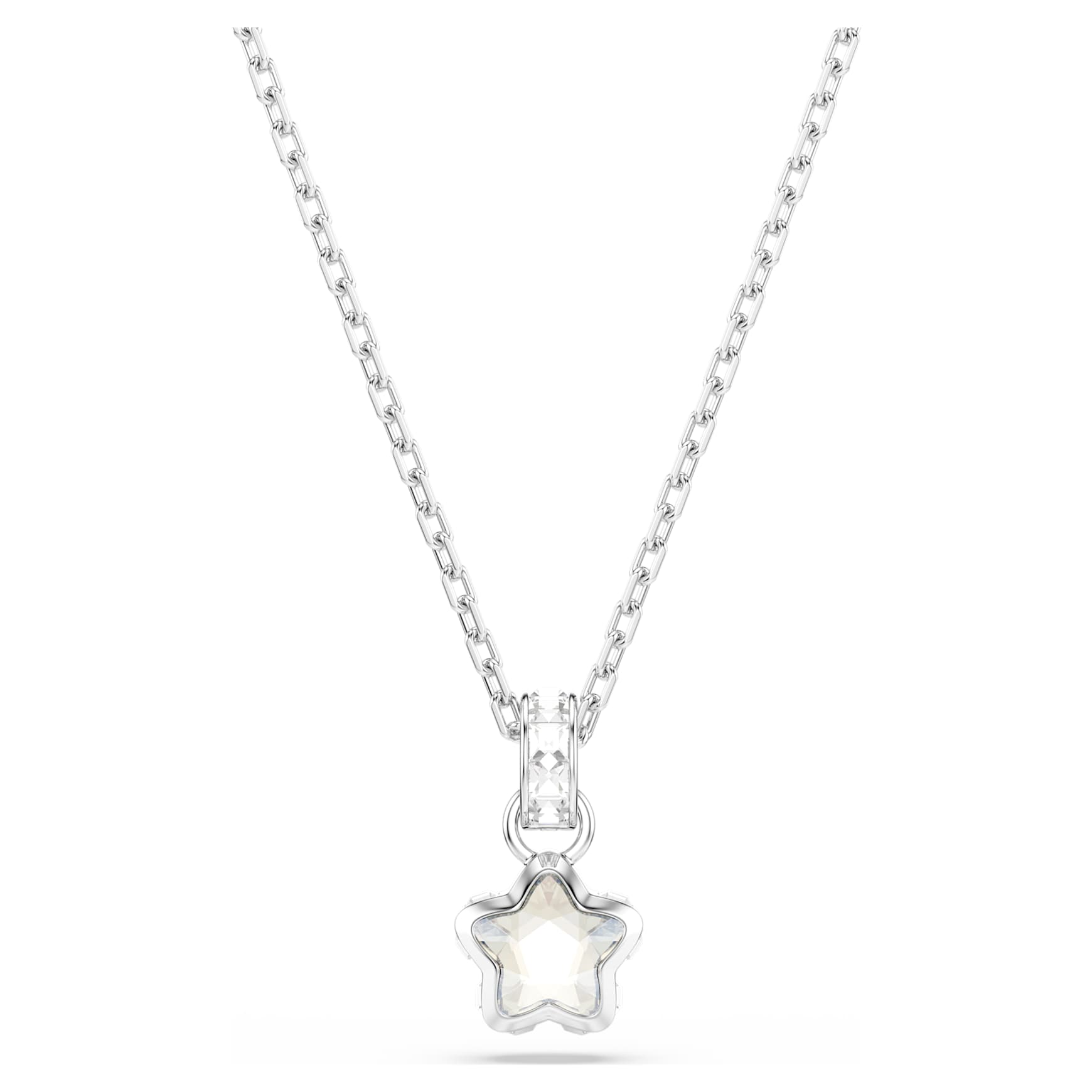 Chroma pendant, Mixed cuts, Star, White, Rhodium plated