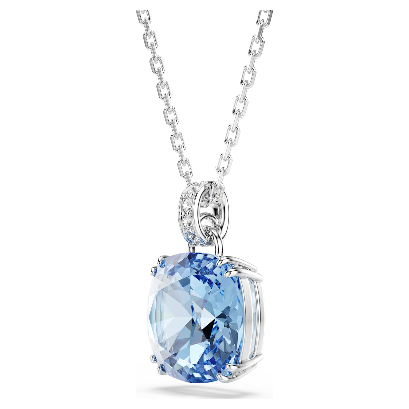Millenia pendant, Cushion cut, Blue, Rhodium plated