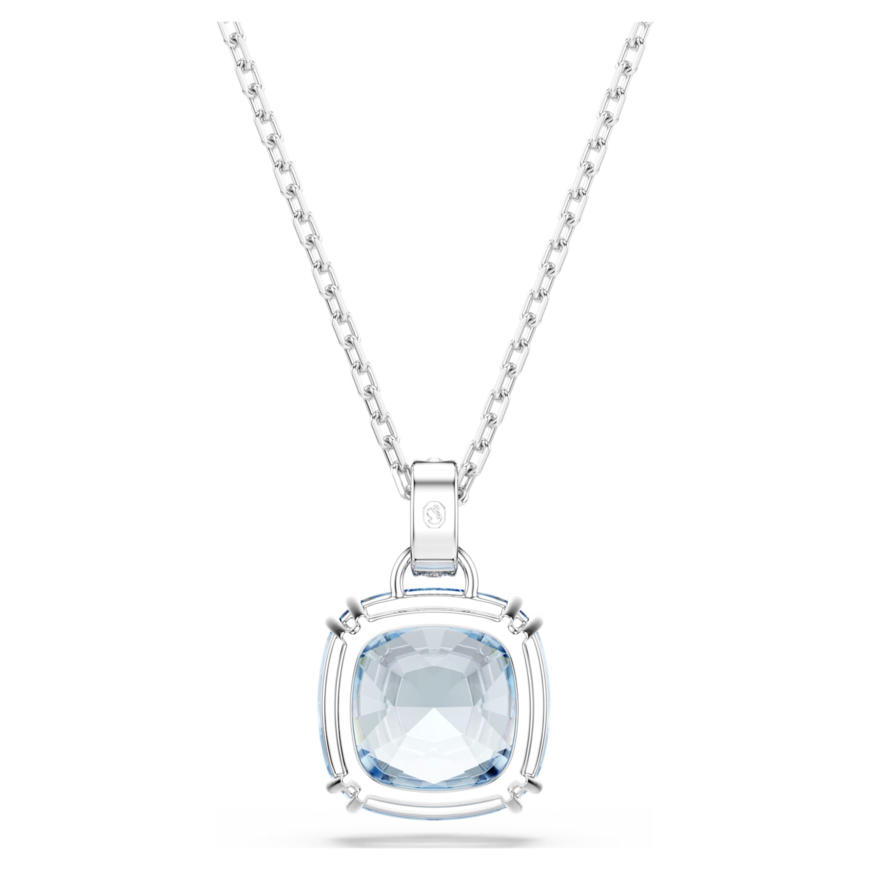 Millenia pendant, Cushion cut, Blue, Rhodium plated