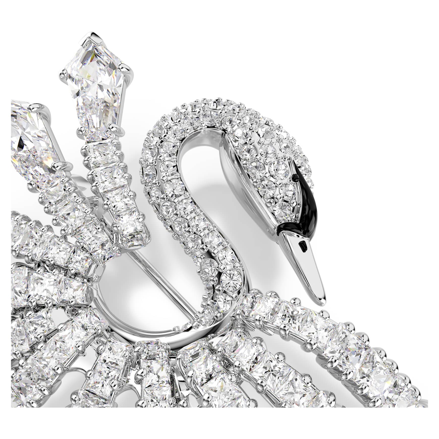 Vienna brooch, Mixed cuts, Swan, White, Rhodium plated