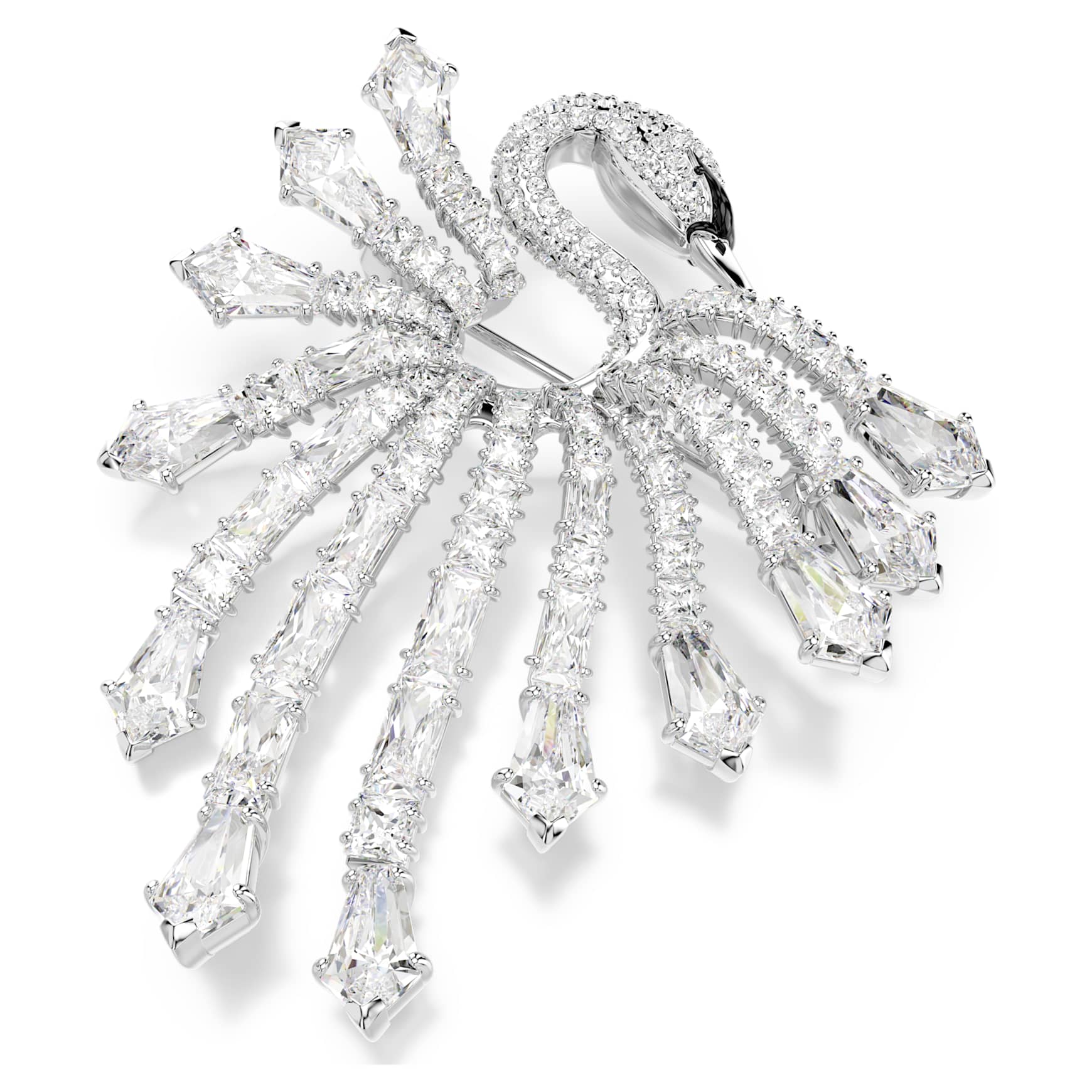 Vienna brooch, Mixed cuts, Swan, White, Rhodium plated