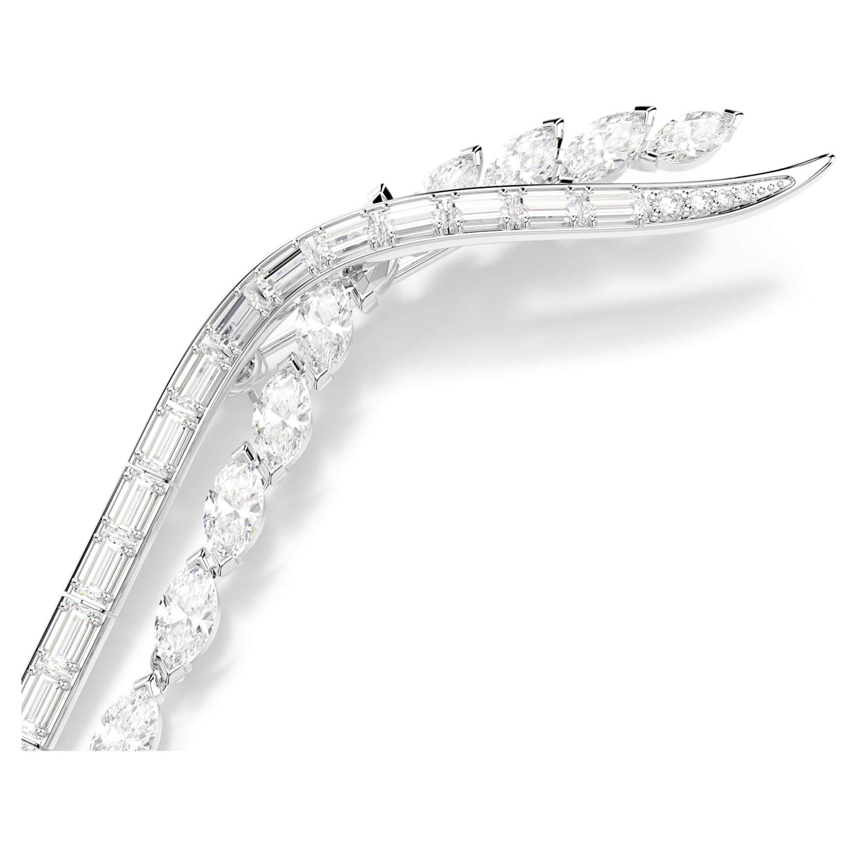 Mesmera brooch, Mixed cuts, White, Rhodium plated