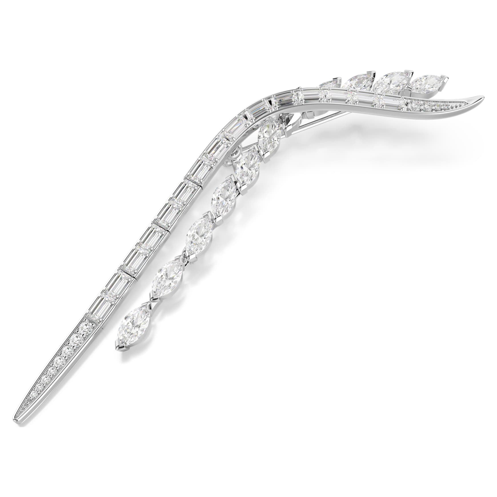 Mesmera brooch, Mixed cuts, White, Rhodium plated