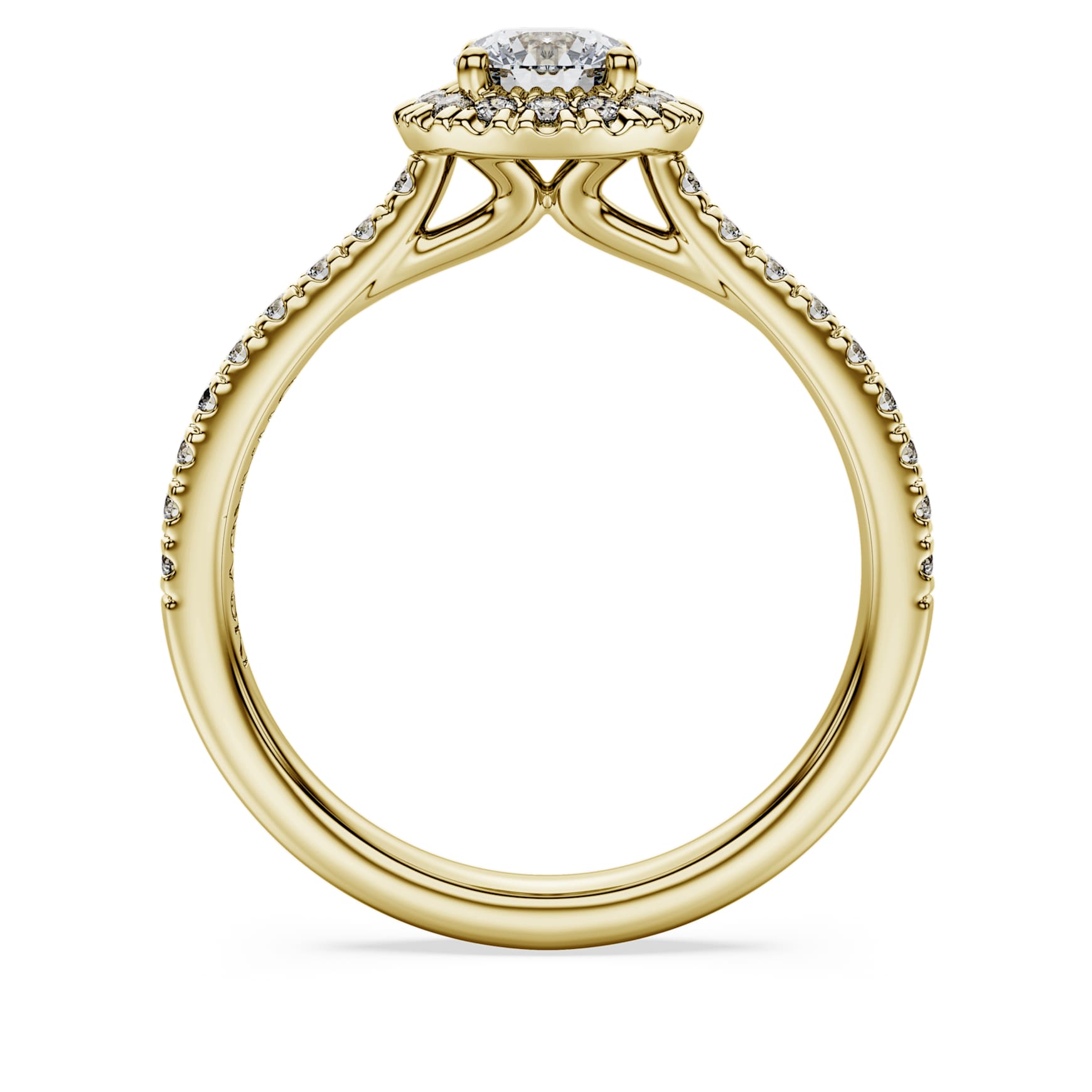 Eternity halo solitaire ring, Lab-grown diamonds 0.8 ct tw, Round shape, 14K yellow gold