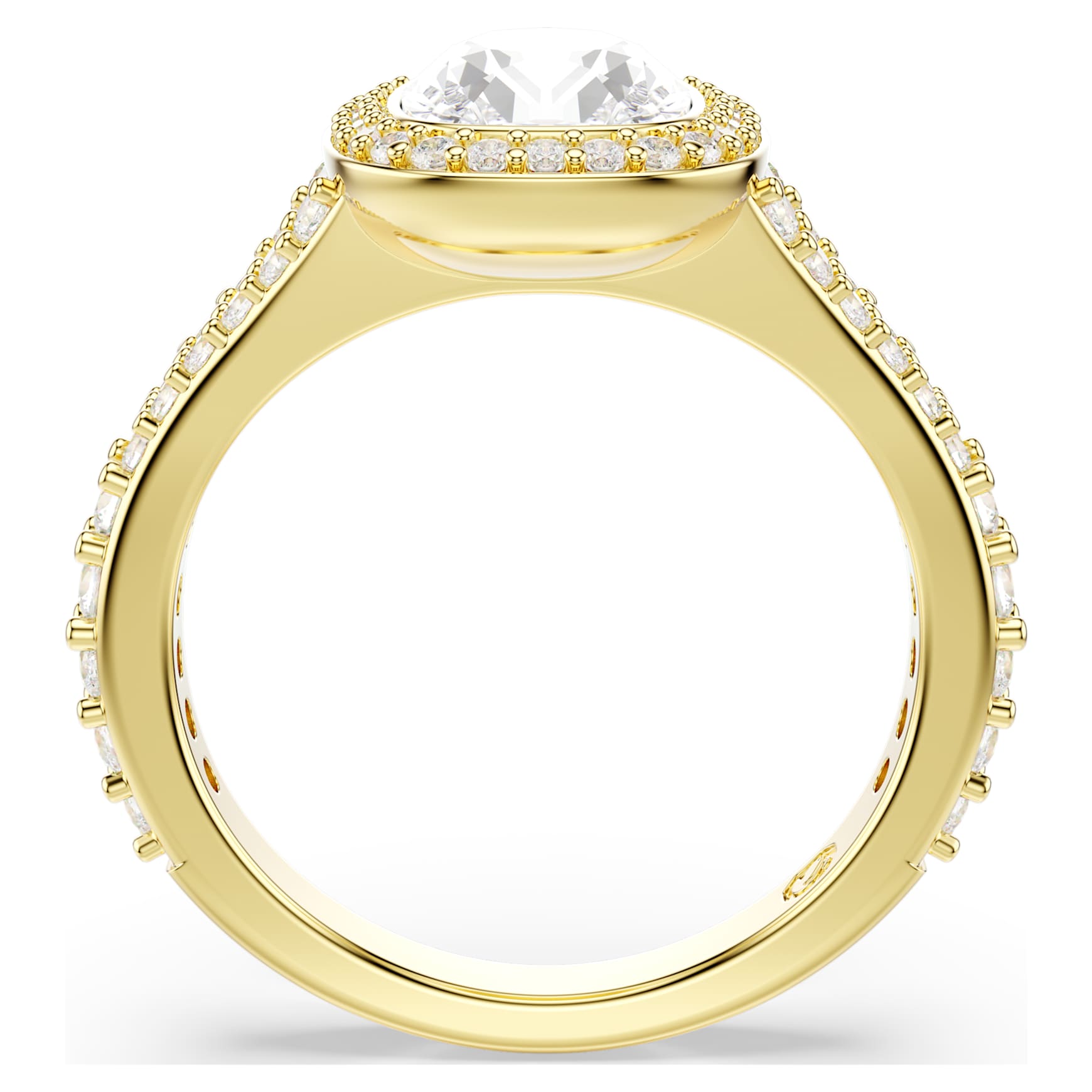 Una Angelic ring, Cushion cut, White, 18K gold finish