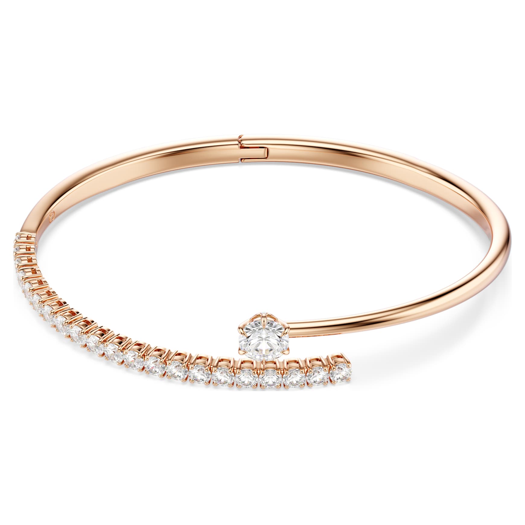 Matrix bangle, Round cut, White, 18K rose gold finish