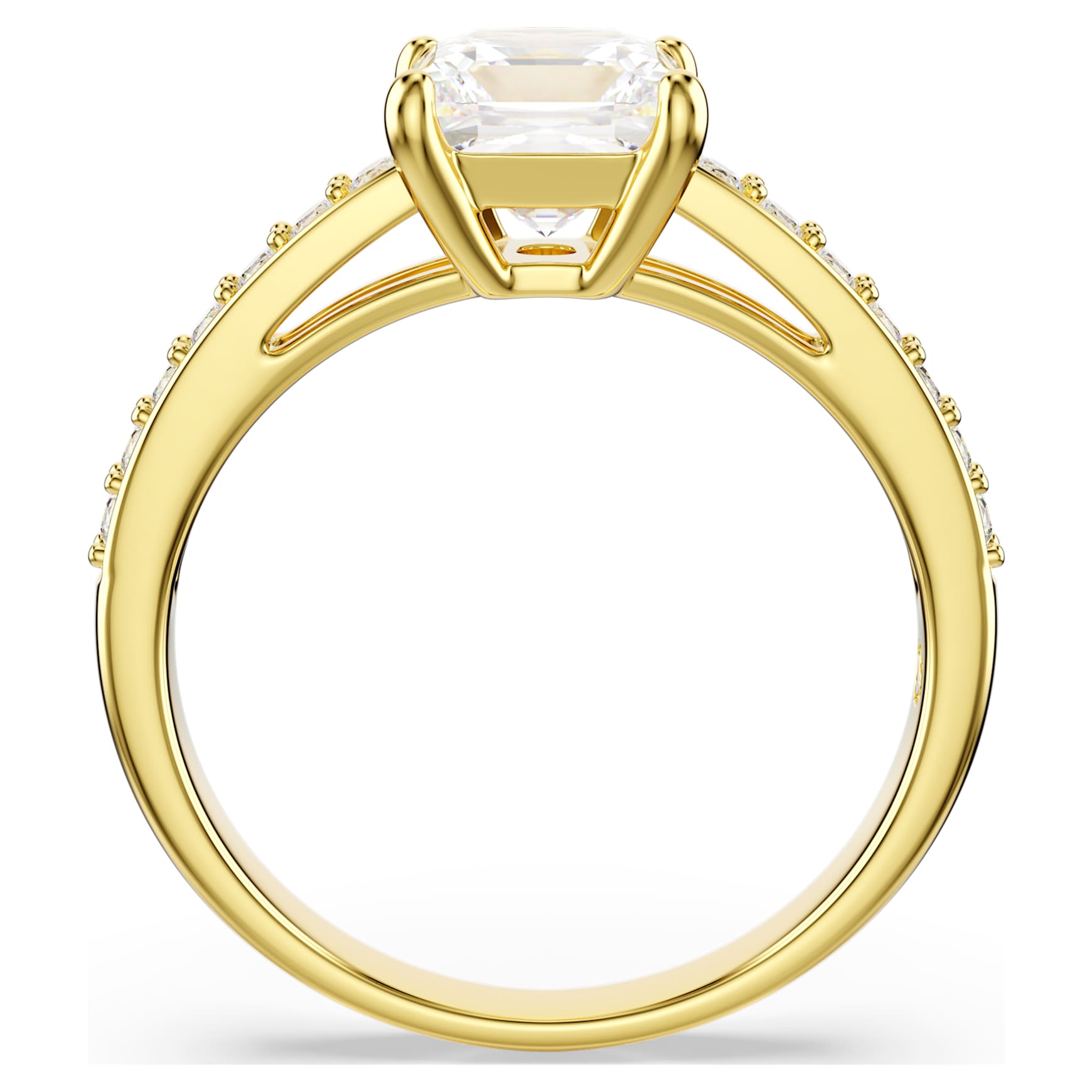 Attract ring, Square cut, Pavé, White, 18K gold finish