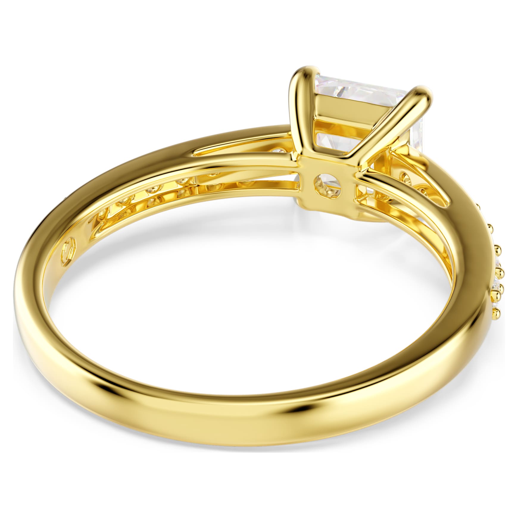 Attract ring, Square cut, Pavé, White, 18K gold finish