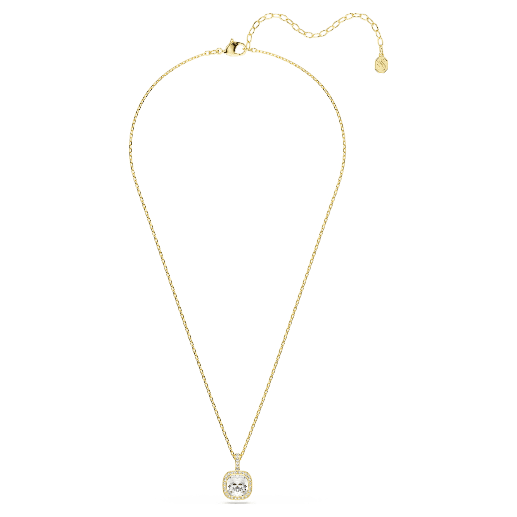 Una Angelic pendant, Cushion cut, White, 18K gold finish