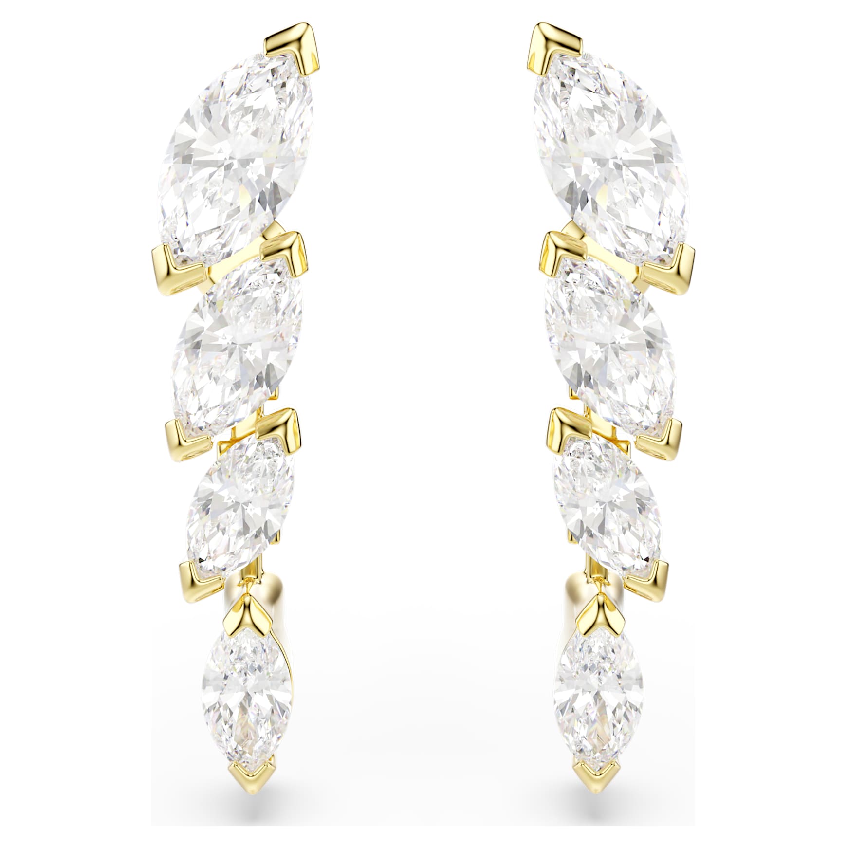 Mesmera set, Set (2), Marquise cut, White, 18K gold finish