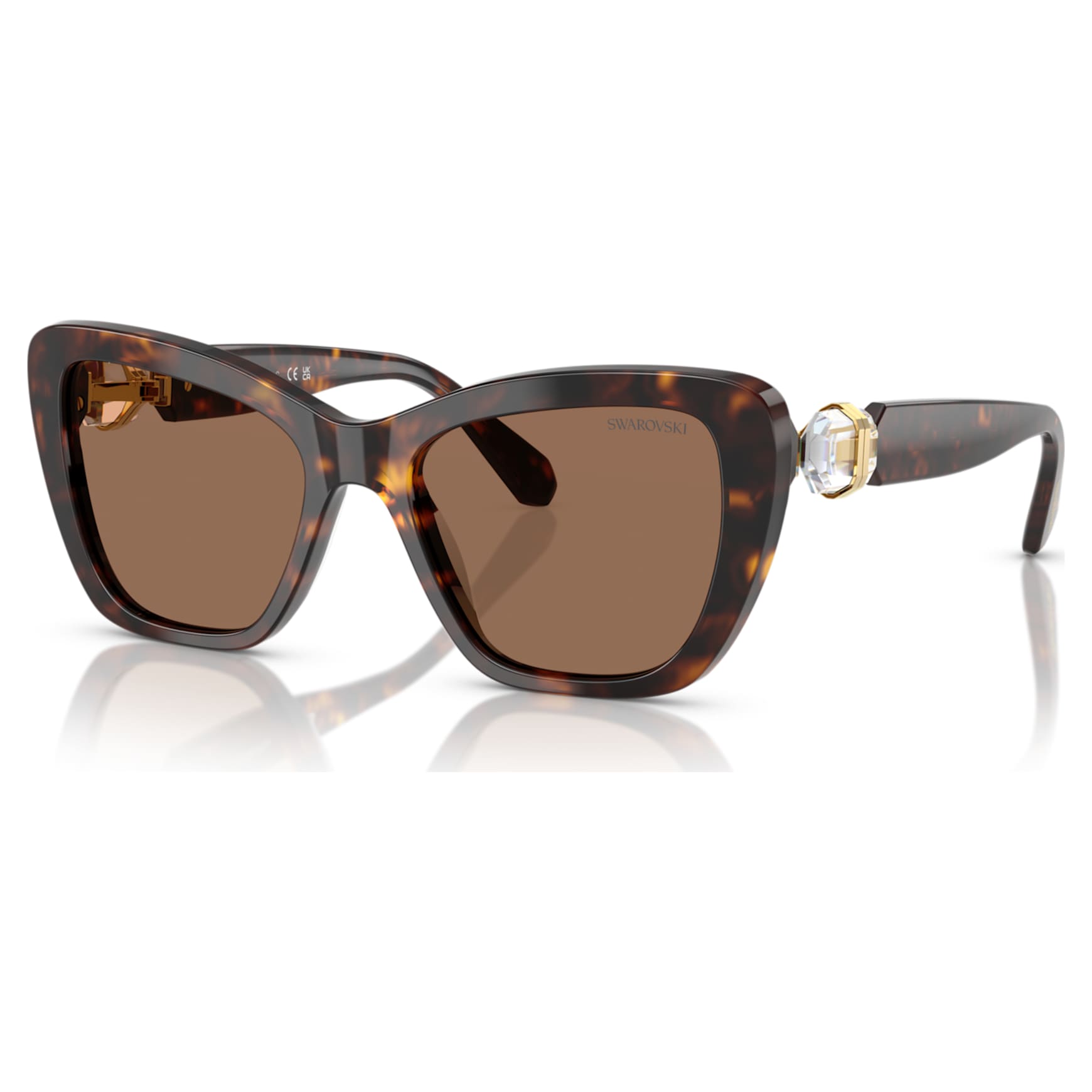 Sunglasses, Cat-Eye shape, SK6018, Brown by SWAROVSKI