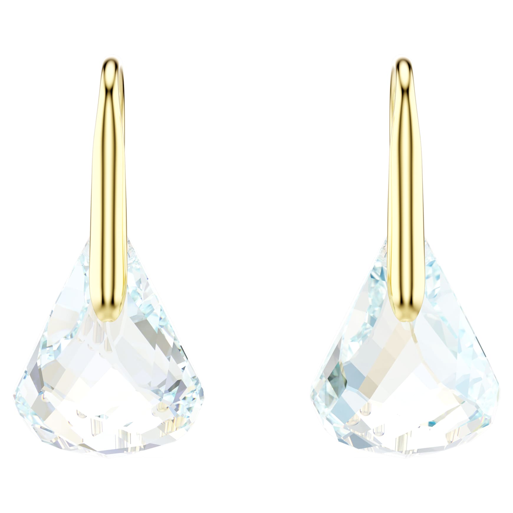 Lunar drop earrings, Oval cut, White, 18K gold finish