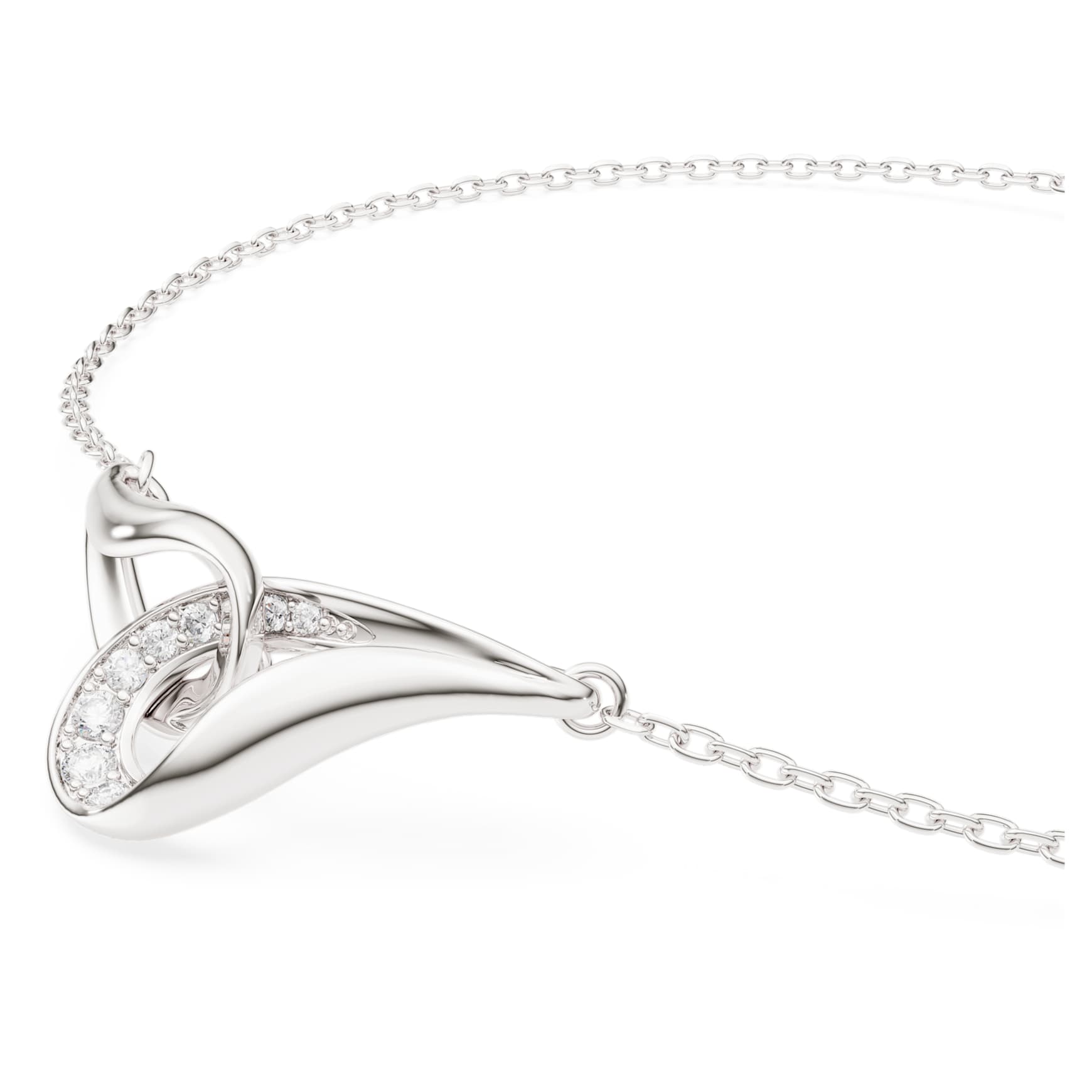 Swarovski Classica bracelet, Round cut, Interlocking, White, Sterling silver