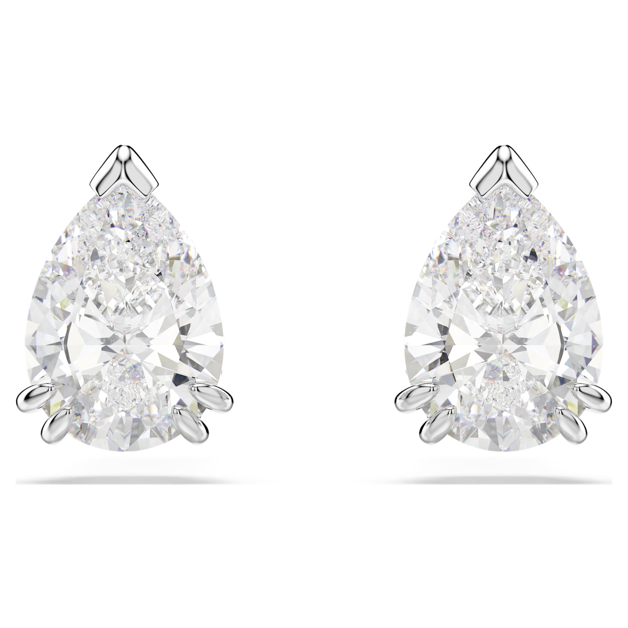 Stilla Attract stud earrings, Square cut, White, Rhodium plated ...