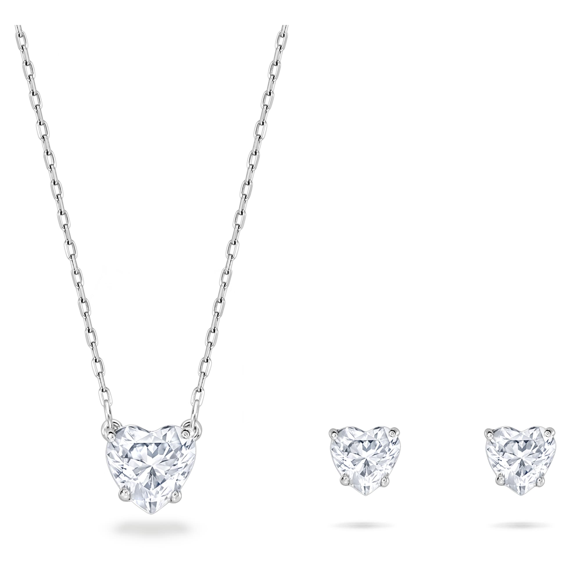 Stilla Attract set, Heart, White, Rhodium plated | Jewelry | AllJewellery