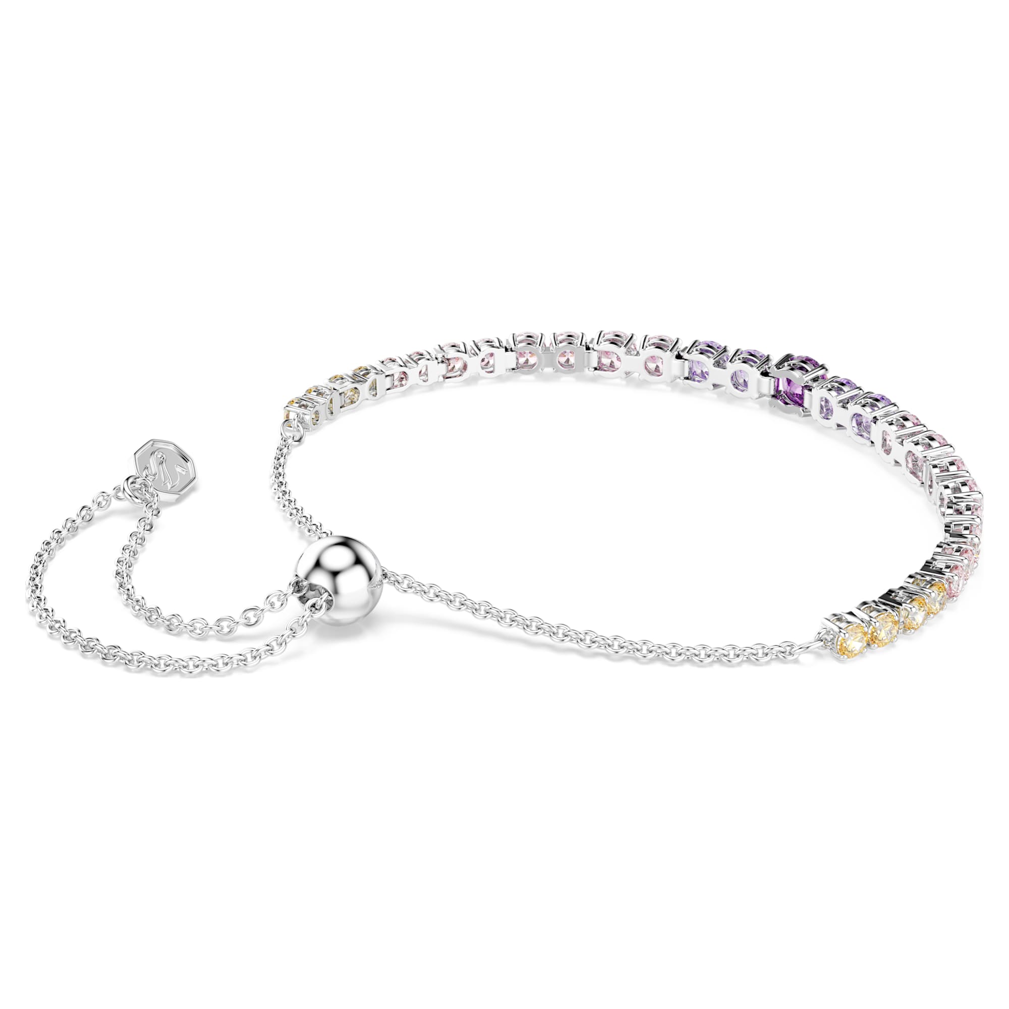 Matrix bracelet, Gradient of round cuts, Multicolored, Rhodium plated ...