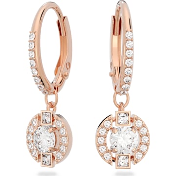 Swarovski Sparkling Dance Round Pierced Earrings, White, Rose-gold tone plated - Swarovski, 5272367