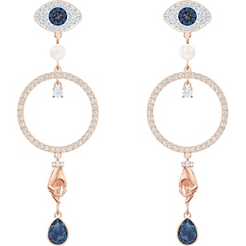 Swarovski Symbolic Hoop Pierced Earrings, Multi-colored, Rose-gold tone plated - Swarovski, 5500642
