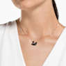 Swan pendant, Swan, Black, Rose gold-tone plated - Swarovski, 5204134