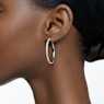 Stone hoop earrings, Pavé, Large, White, Rhodium plated - Swarovski, 5389432