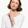 Crystalline Joy watch, Swiss Made, Leather strap, Gray, Rose gold-tone finish - Swarovski, 5563702