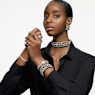 Hyperbola แหวนค็อกเทล, ผสมผสานเหลี่ยมเจียระไนหลายหลายรูปแบบ, ดำ, เคลือบโรเดียม - Swarovski, 5615322