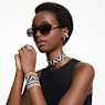 Matrix cuff, Triangle cut, Black, Rhodium plated - Swarovski, 5615325