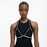 Millenia bodychain, Ronde slijpvorm, Wit, Rodium toplaag - Swarovski, 5615858