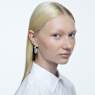 Dextera hoop earrings, Octagon shape, Medium, White, Rhodium plated - Swarovski, 5618308