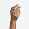 Koktejlový prsten Stella, Různé výbrusy, Hvězda, Bílá, Pokoveno rhodiem - Swarovski, 5626370