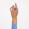 Curiosa cocktail ring, Triangle cut, Blue, Gold-tone plated - Swarovski, 5630306