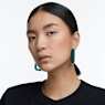 Lucent hoop earrings, Statement, Octagon shape, Green - Swarovski, 5633953