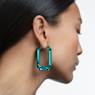 Lucent hoop earrings, Statement, Octagon shape, Green - Swarovski, 5633953