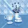 Signum teacup with saucer, Porcelain, Blue - Swarovski, 5648516