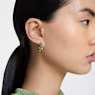 Matrix hoop earrings, Baguette cut, Green, Gold-tone plated - Swarovski, 5658651
